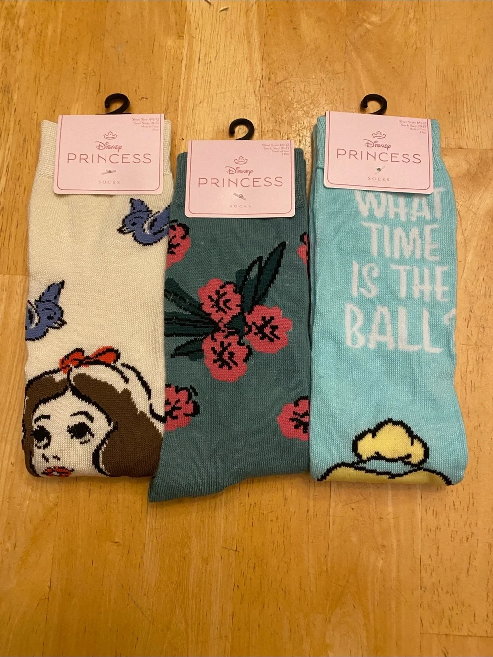 Set of 3 Disney Princess Socks - Snow White, Cinderella & Princess Tiana NWT